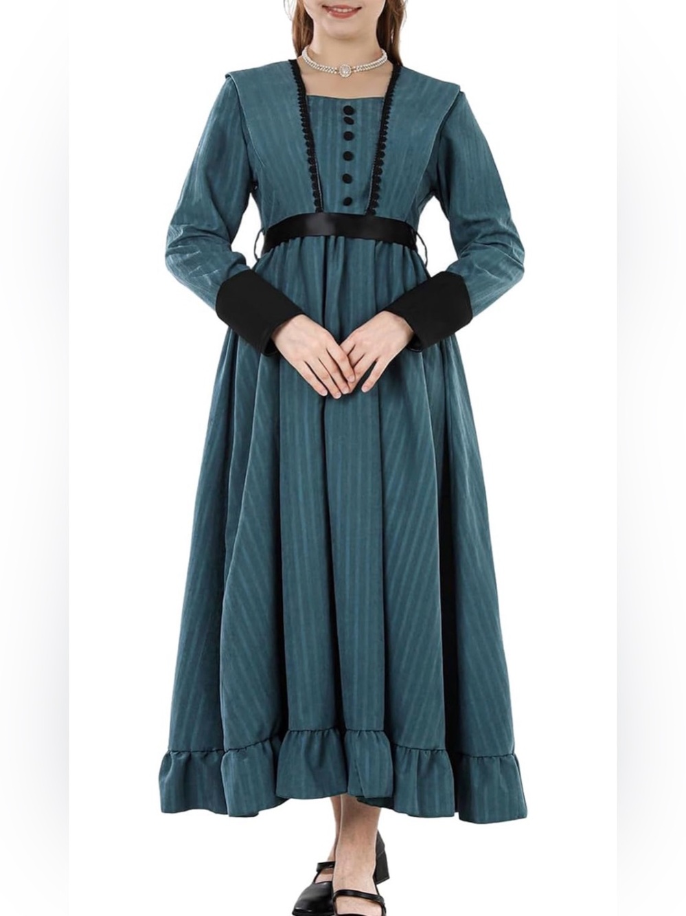 Victorian Women’s Long Sleeve Renaissance Dress Historical Medieval Costume XL